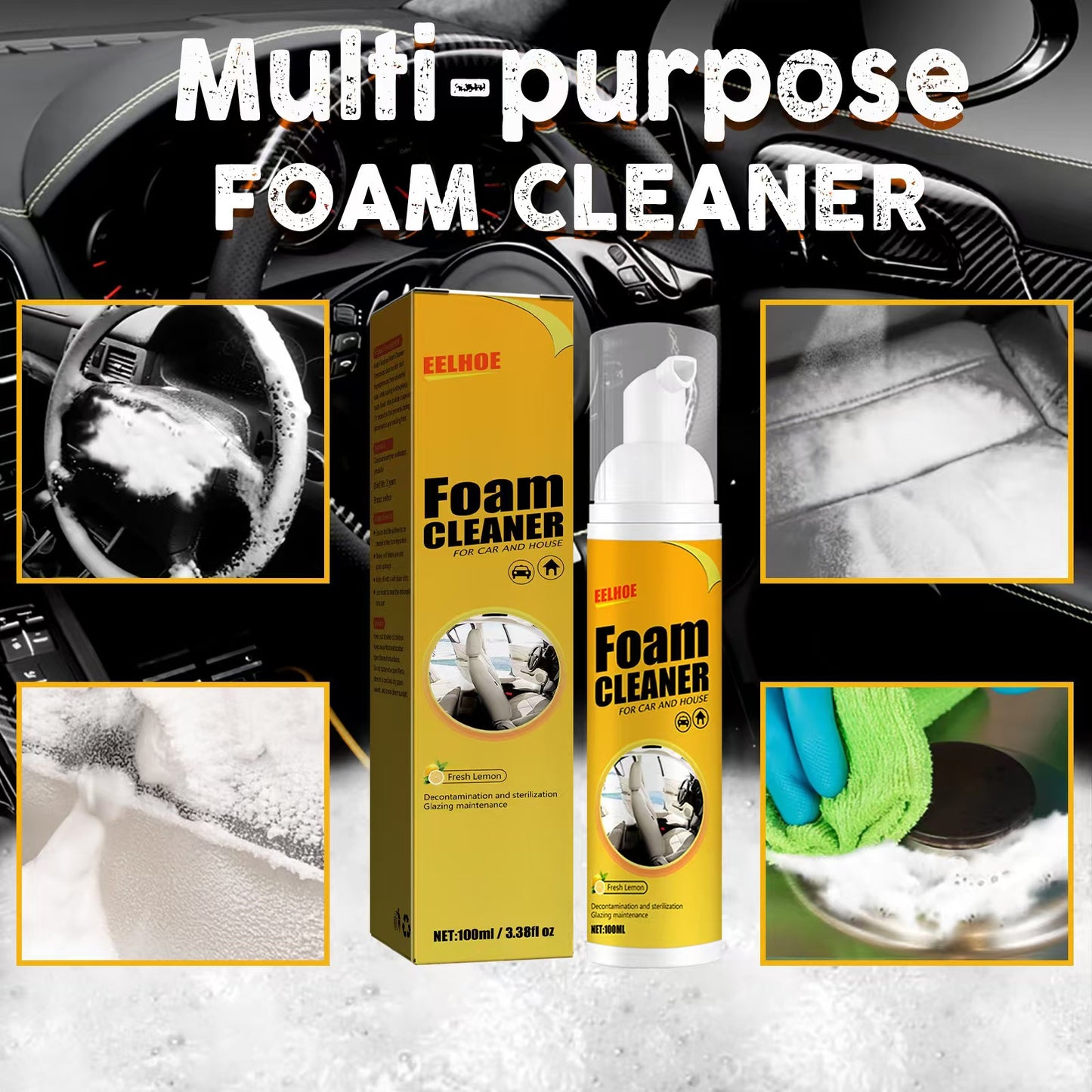 :  🫧 Nettoyant Mousse Multi-Usage – Intérieur Voiture & Maison